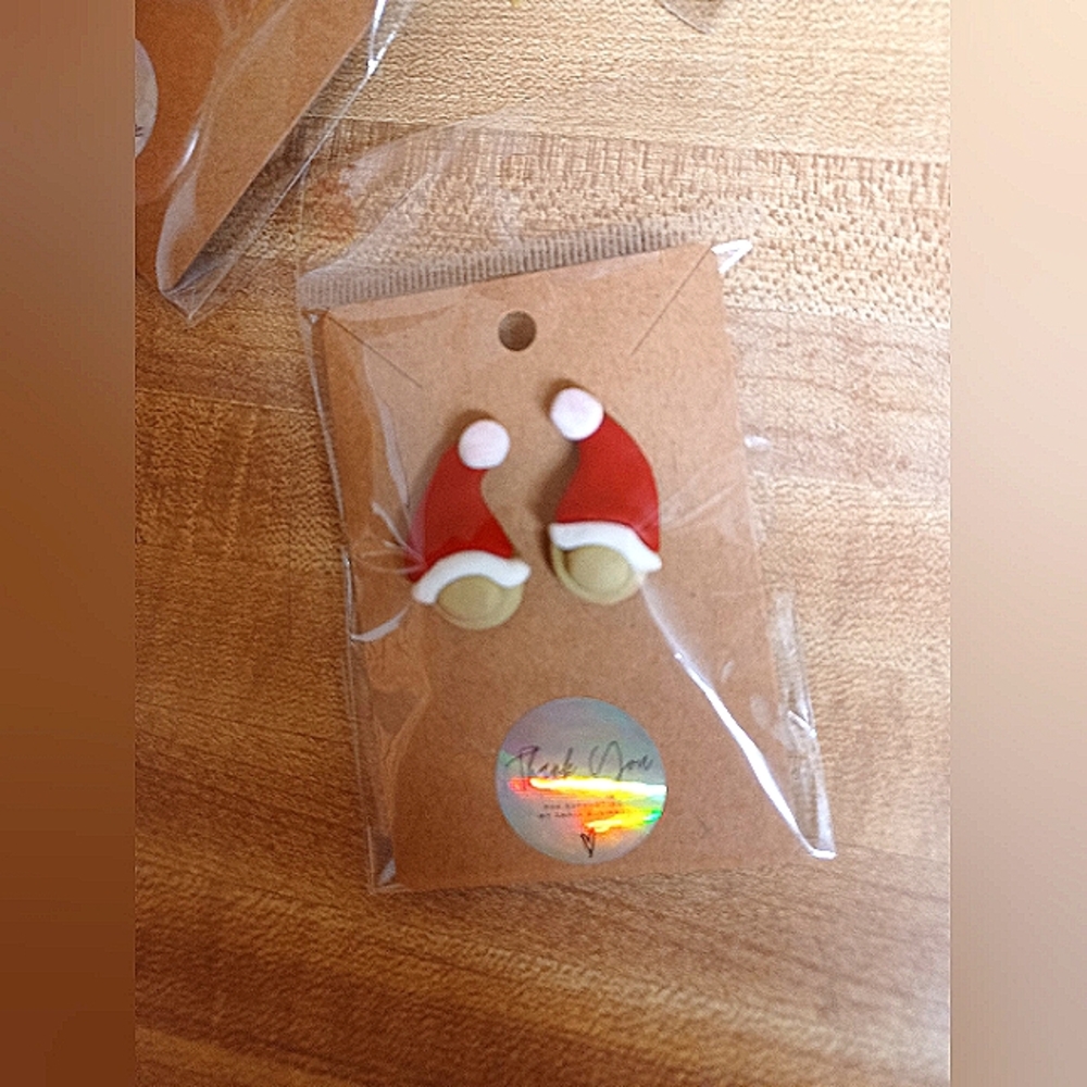 Gnome Santa Hat earrings